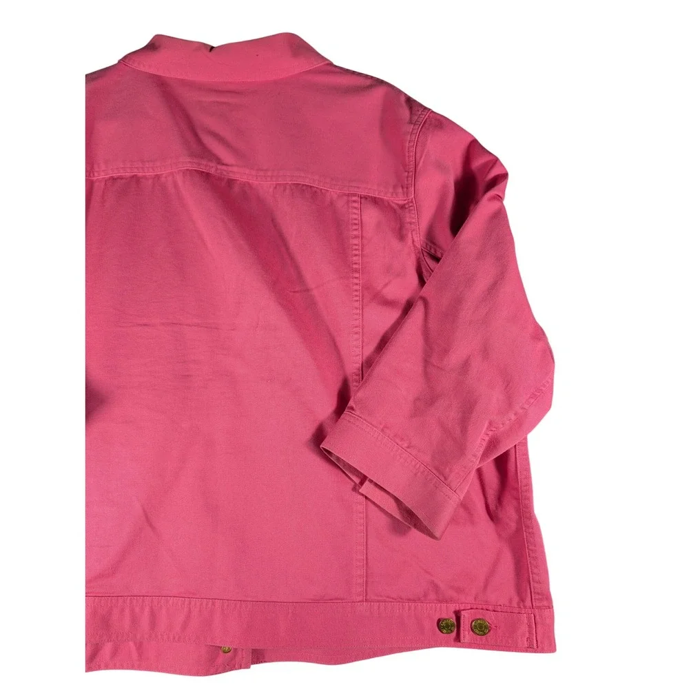 Lauren Jeans Co Ralph Lauren Pink Denim Trucker Jacket 3/4 Sleeve Women's 3XL - Picture 9 of 10